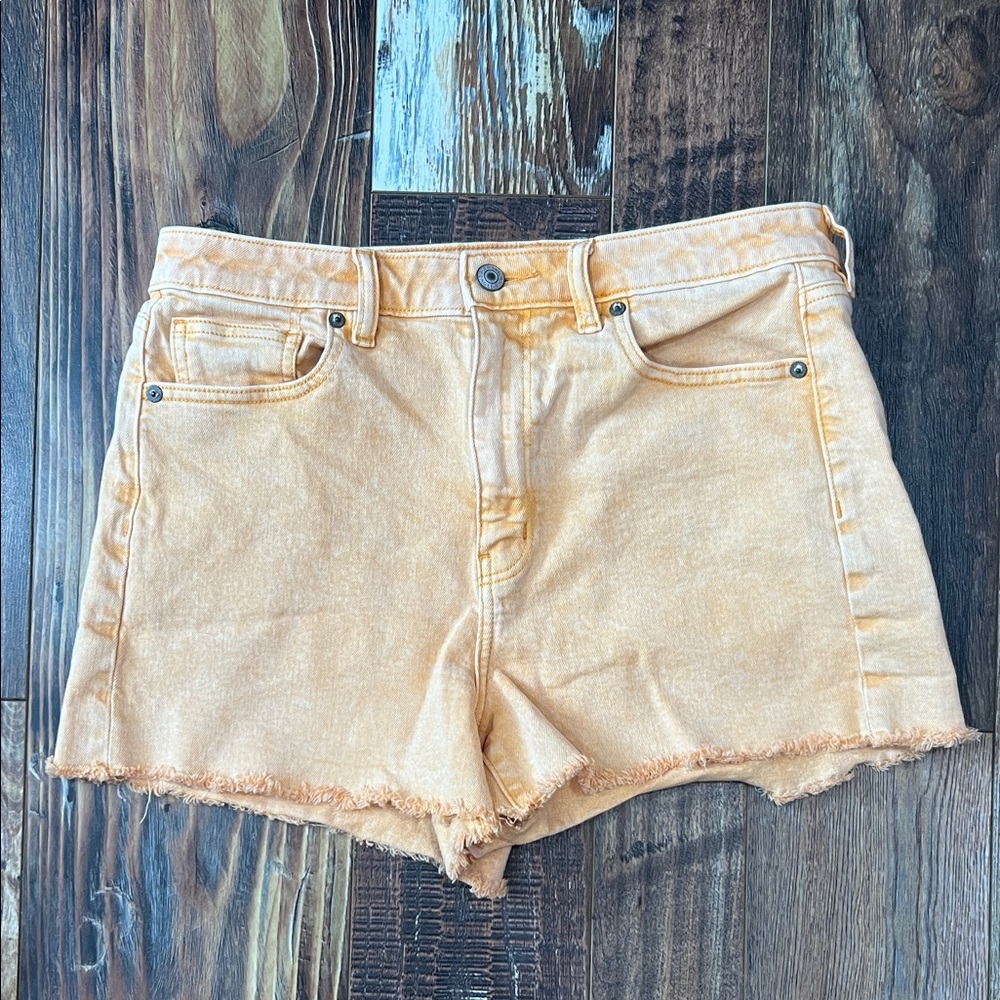 American Eagle Outfitters Orange Frayed Jean Shorts